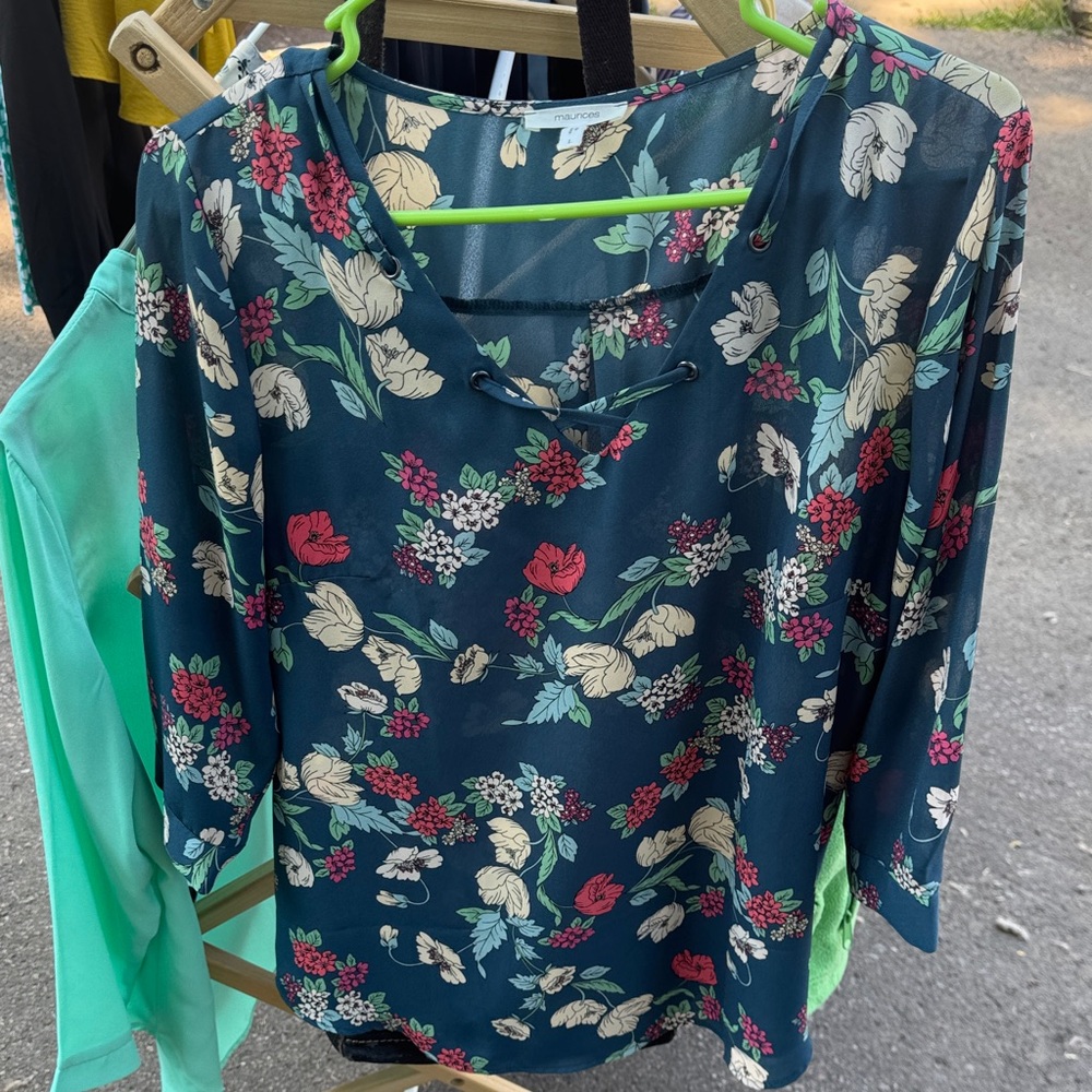 Maurices Navy Floral Blouse